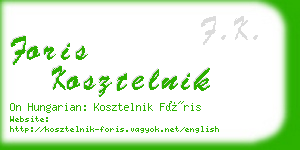 foris kosztelnik business card